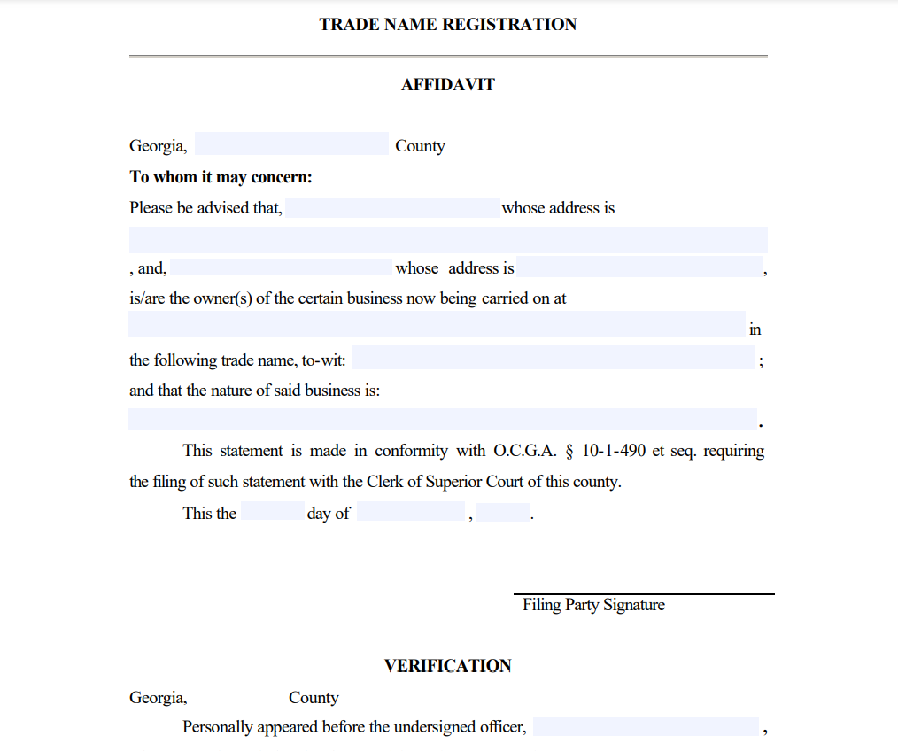 Georgia Affidavit Form
