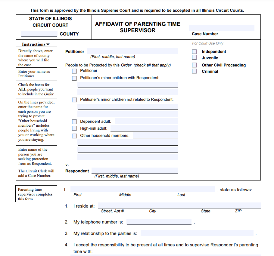 Affidavit of Voluntary Relinquishment of Parental Rights Form Illinois