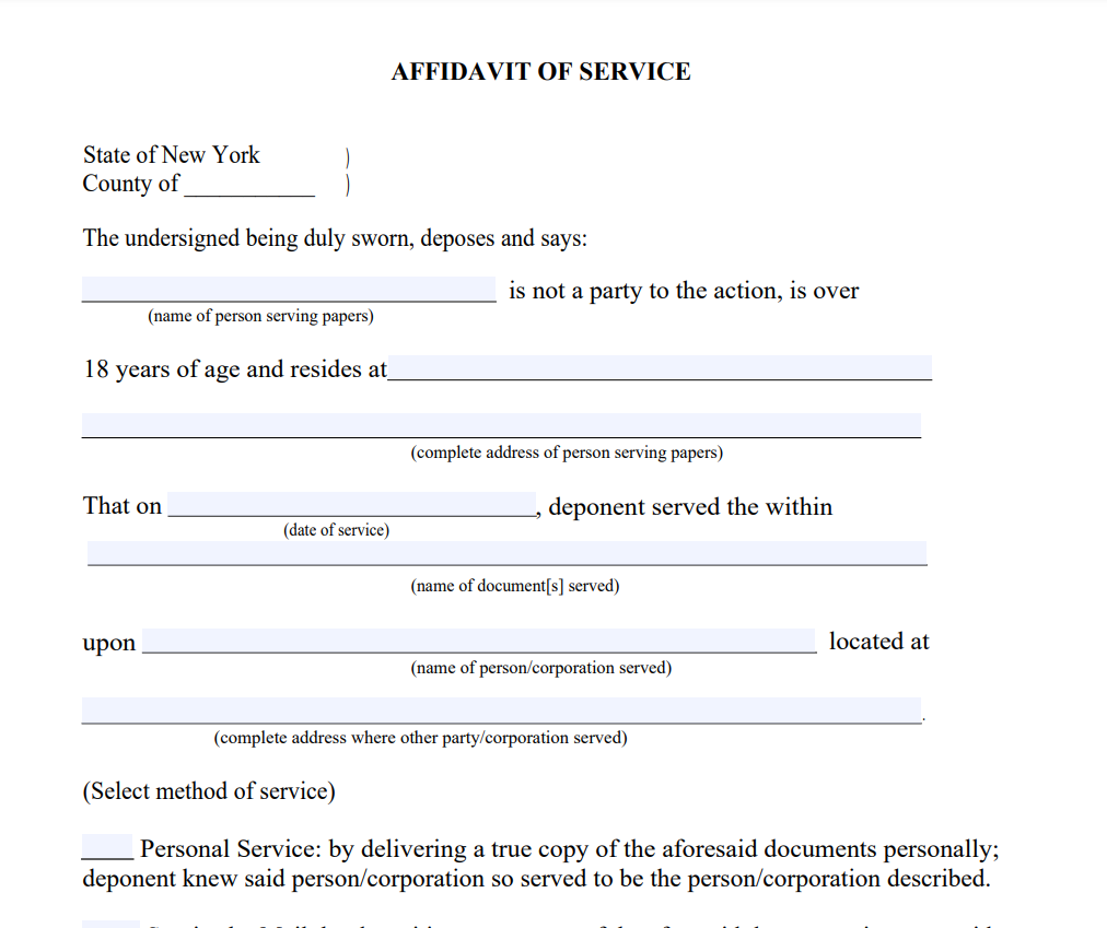 New York Affidavit Form