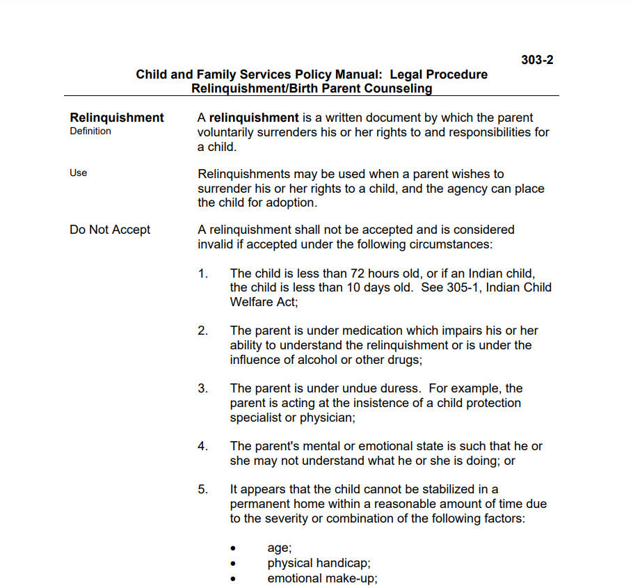 Affidavit of Voluntary Relinquishment of Parental Rights Form Montana