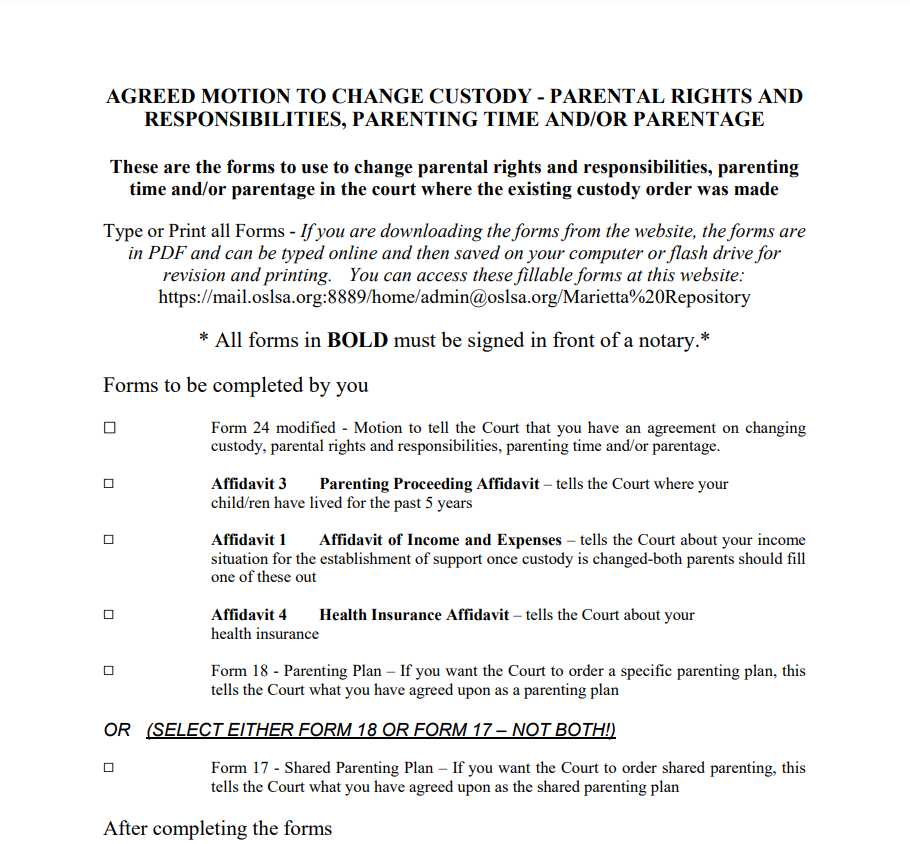 Affidavit of Voluntary Relinquishment of Parental Rights Form Ohio