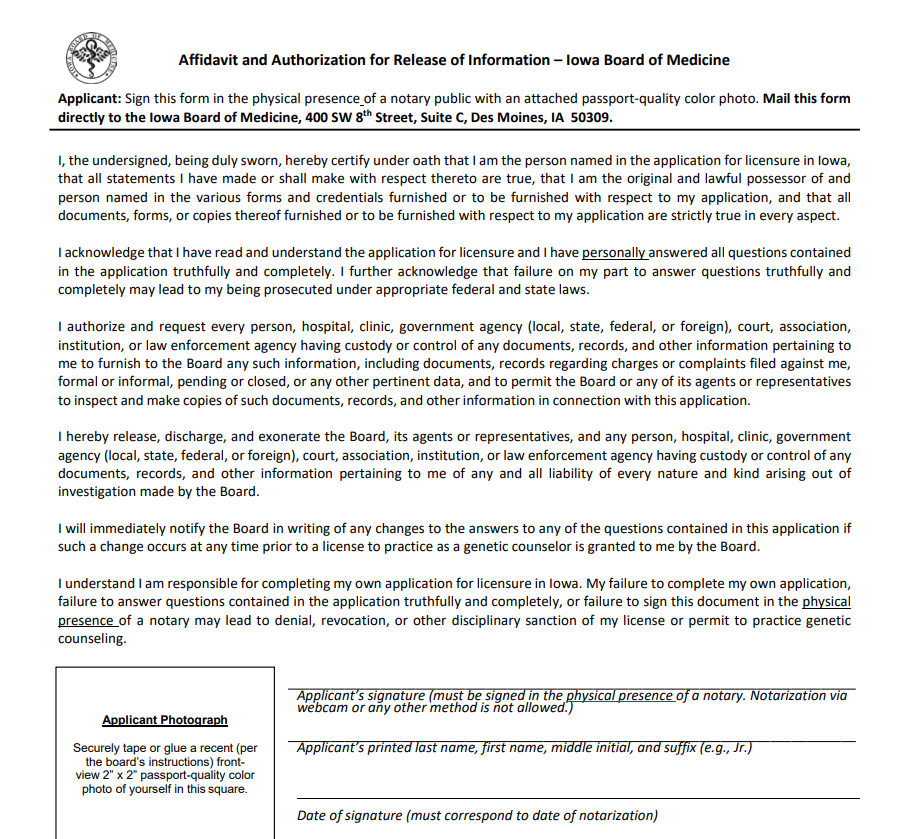 Iowa Residency Affidavit Form