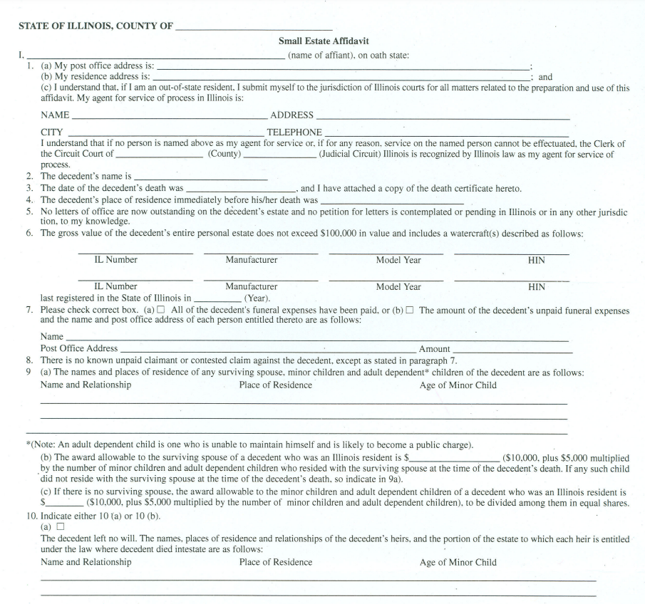 Non Probate Affidavit Illinois