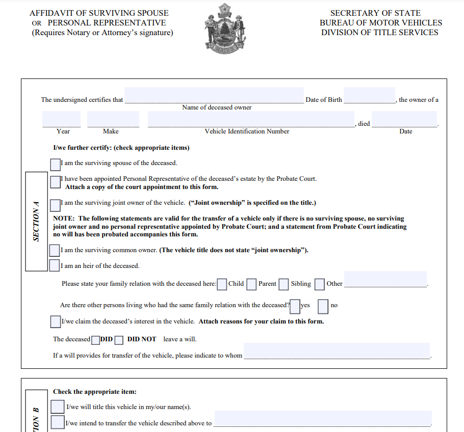 Non Probate Affidavit Maine