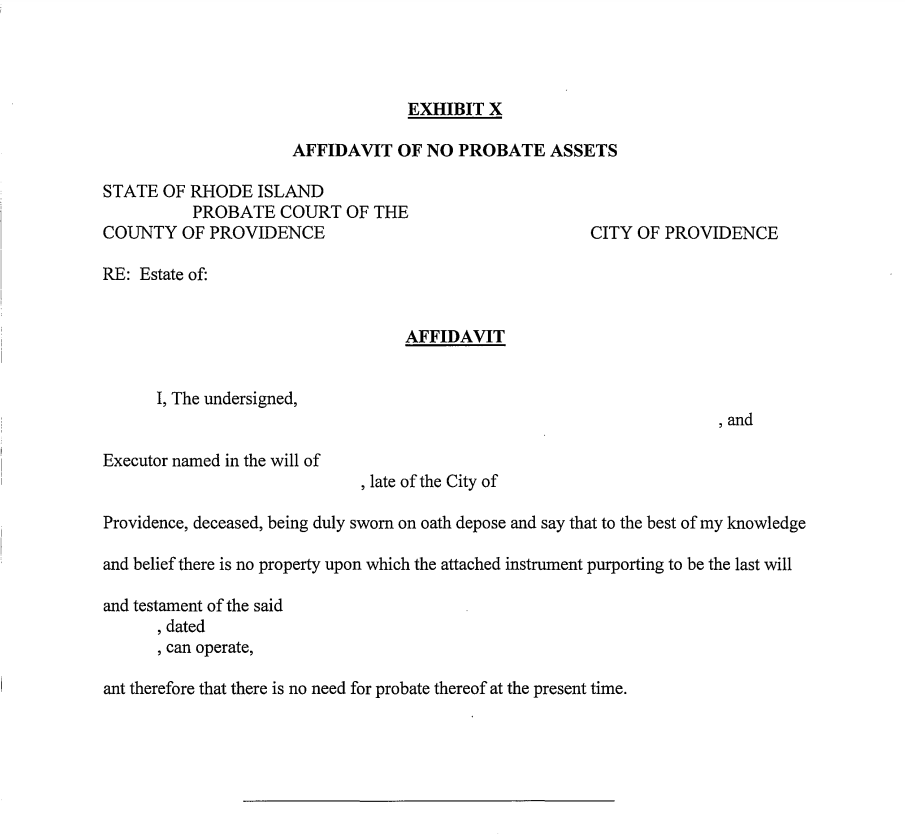 Non Probate Affidavit Rhode Island