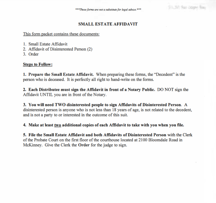 Non Probate Affidavit Texas