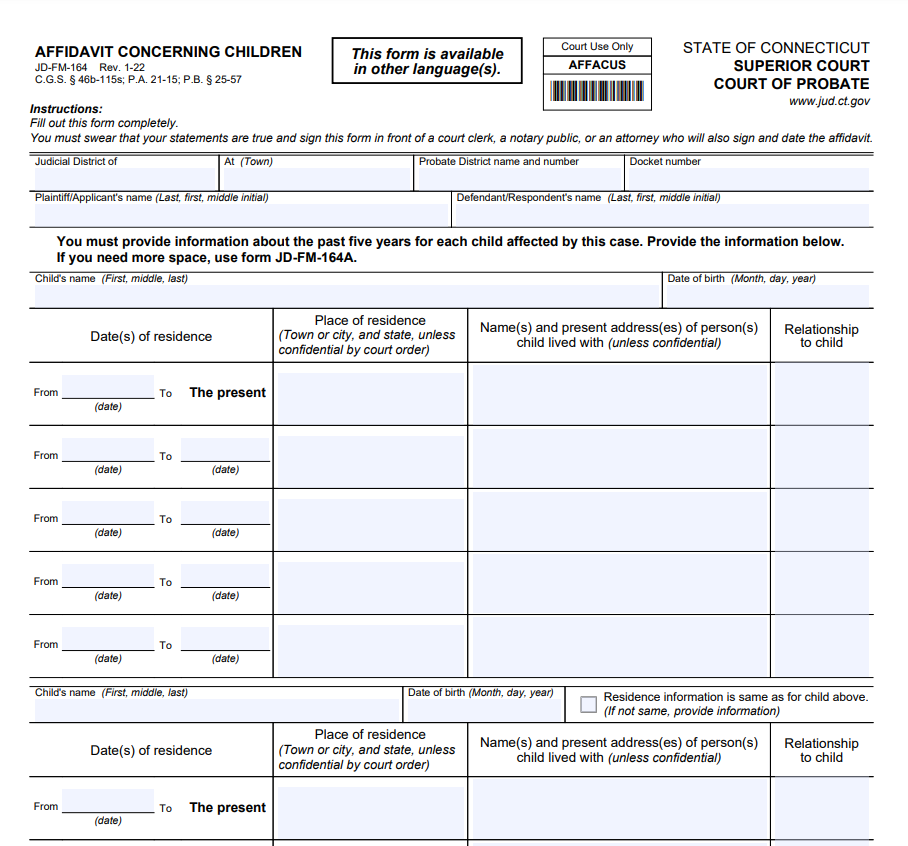 Small Estate Affidavit Form Connecticut